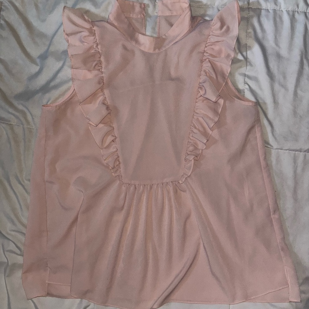 Pink Ruffle Sleeveless Top